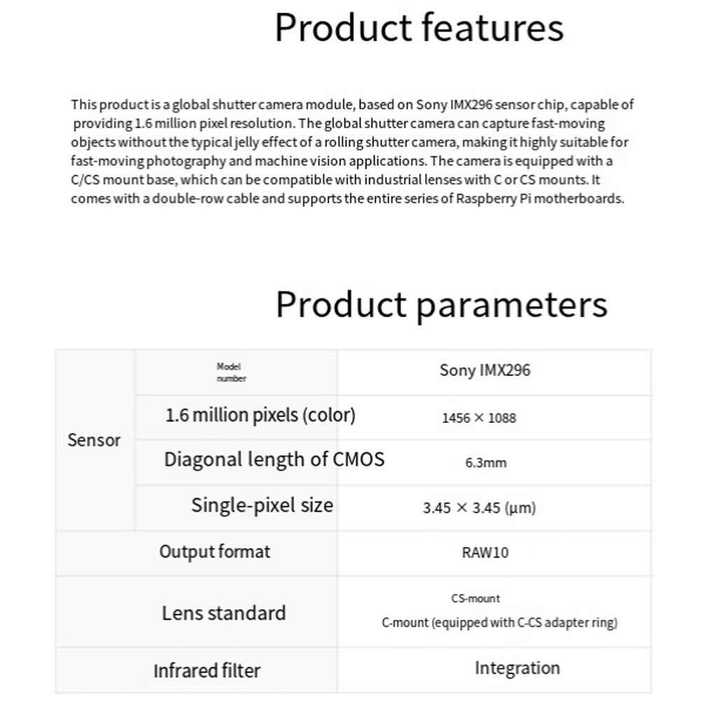Raspberry Pi için N05R IMX296  - Raspberry Pi Global Shutter Camera Imx296 incelemesi ve fiyatı